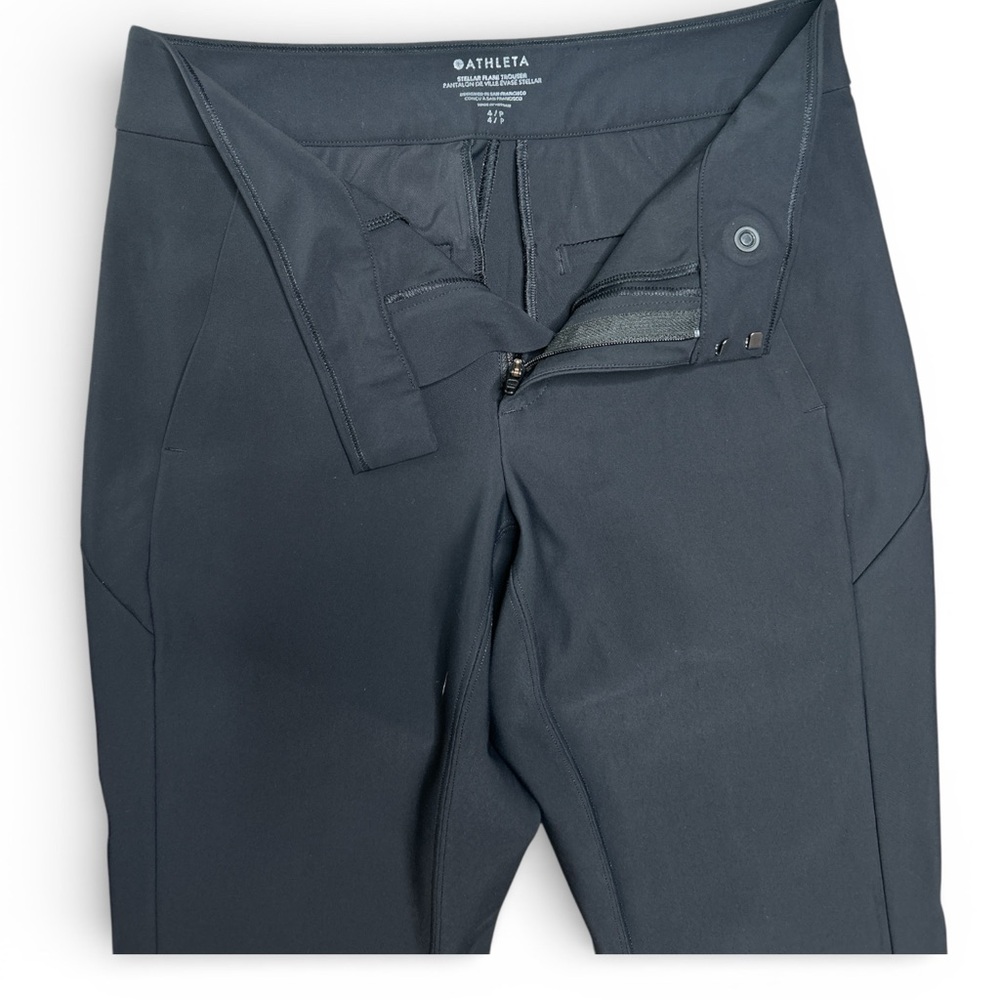 Athleta Stellar Flare Trouser Pant Women's Black Stretch NWOT.  Size 4P - Picture 3 of 12